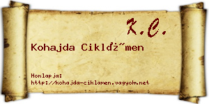Kohajda Ciklámen névjegykártya